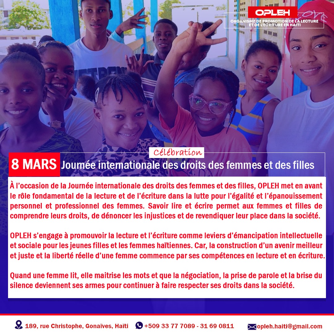 Aujourd’hui, samedi 8 mars 2025, OPLEH célèbre la journée internationale des droits des femmes et des filles